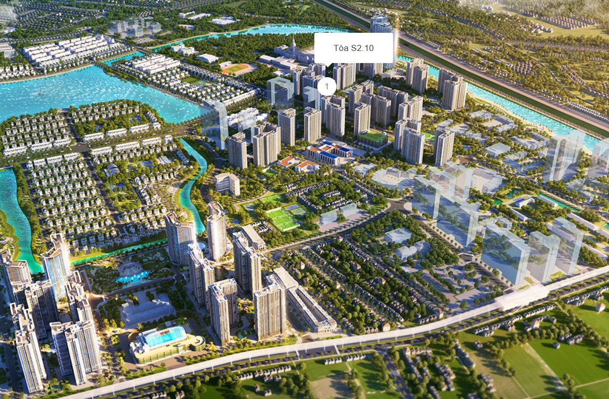 Phối cảnh vị trí tòa S2.10 The Sapphire 2 Vinhomes Gia Lâm